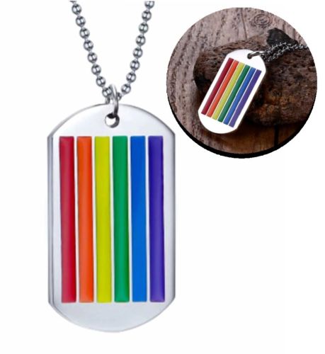 Regenbogen Anhänger mit Kette Lesbisch Gay Homo Rainbow Schmuck Edelstahl